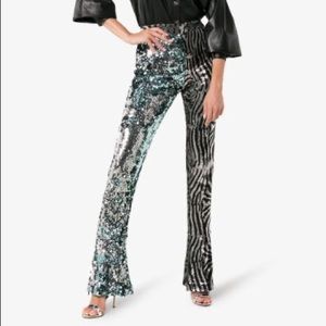 ALPERN ZEBRA SEQUINS FLARE TROUSERS.